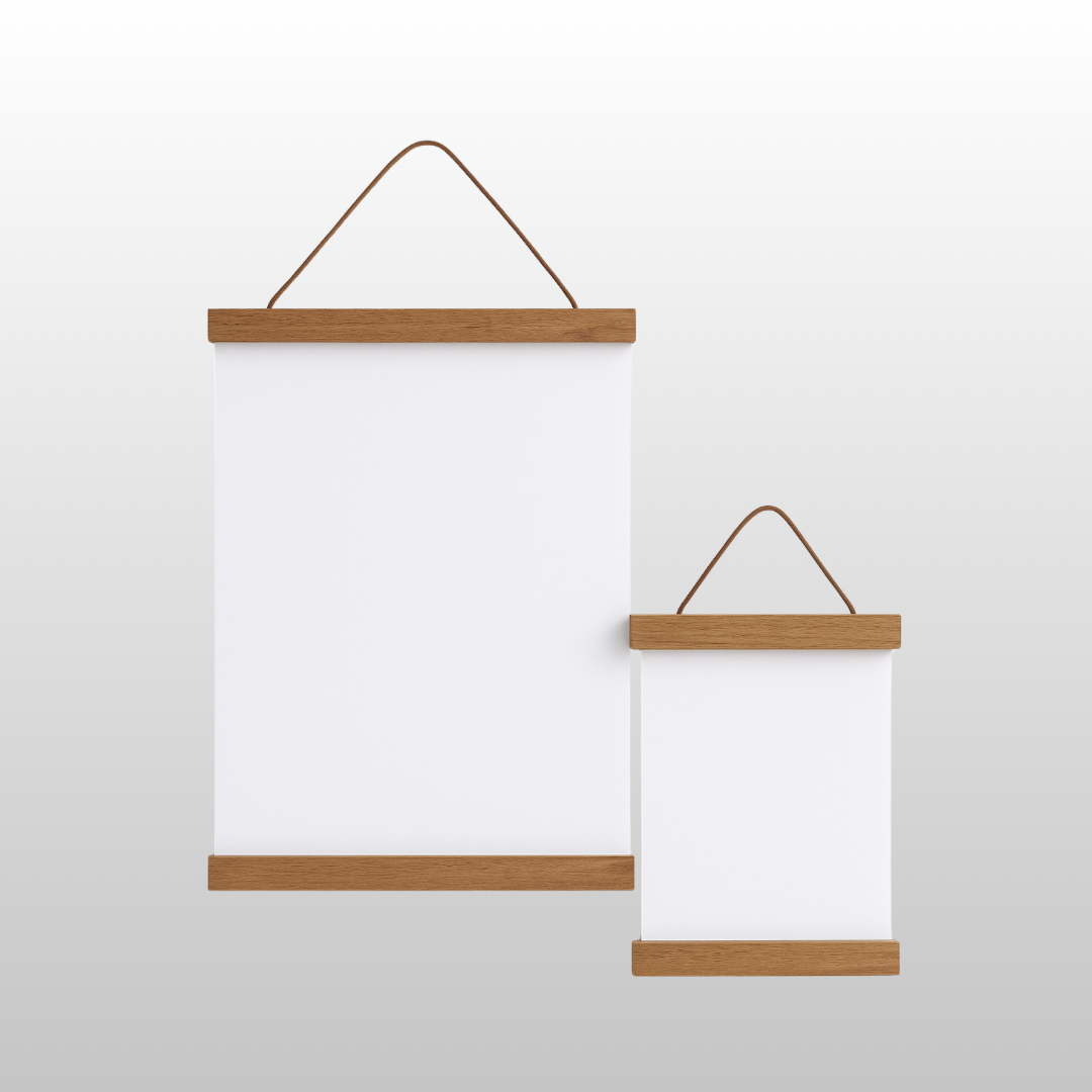 Magnetischer Posterrahmen aus Teakholz für A3 & A4 Poster | Minimalistischer Magnetrahmen zum Aufhängen