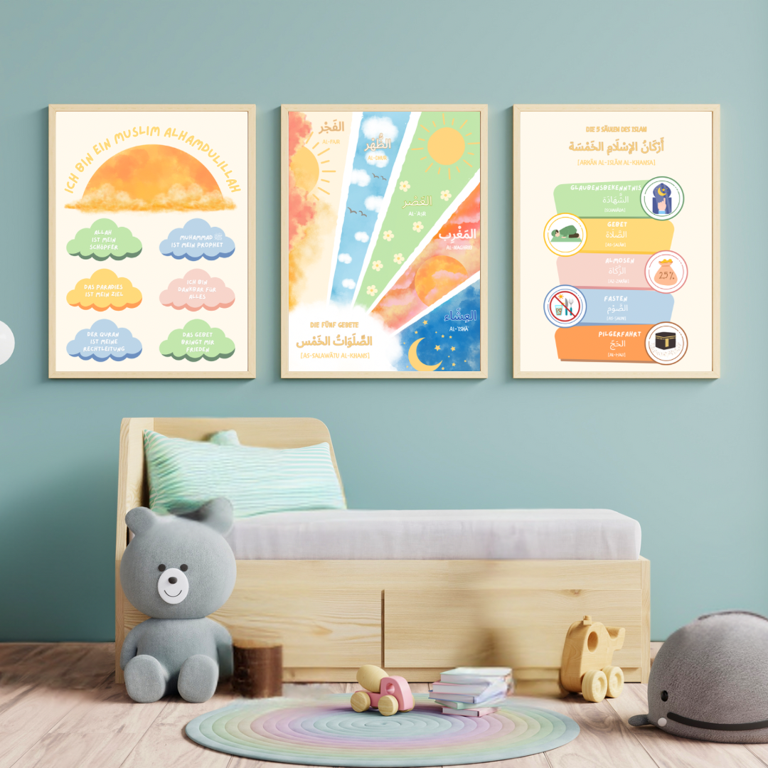 Islamische Poster fürs Kinderzimmer - die fünf Säulen des Islam