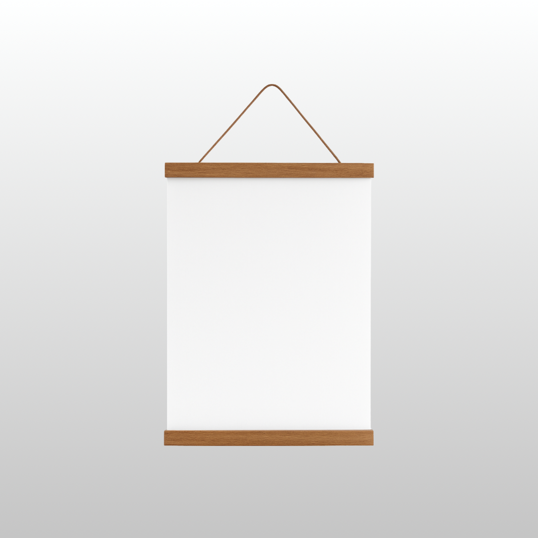 Magnetischer Posterrahmen aus Teakholz für A3 & A4 Poster | Minimalistischer Magnetrahmen zum Aufhängen