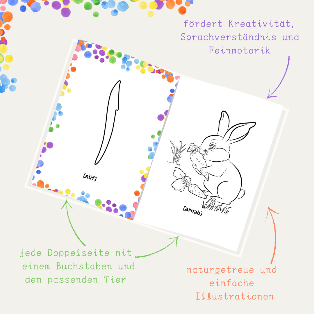 Mein arabisches Tier-Alphabet - Das Malbuch für Kinder