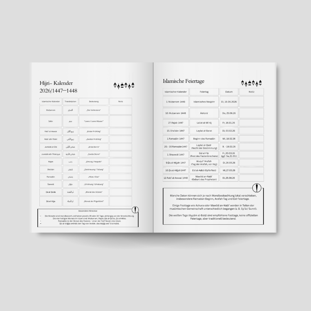 Barakah Journal – Dein islamischer Jahresplaner 2026